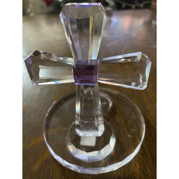 Partylite Crystal Faceted Optic Tealight Cross Amythest Purple 5” - Picture 5 of 5